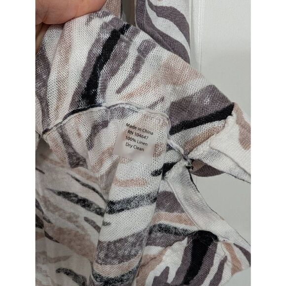 Kinross Linen‎ Sweater women's Large tan black neutral swirls modern lagenlook - Picture 6 of 7